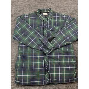 Vintage Campus Quilted Insulated Flannel Size Large Green Plaid